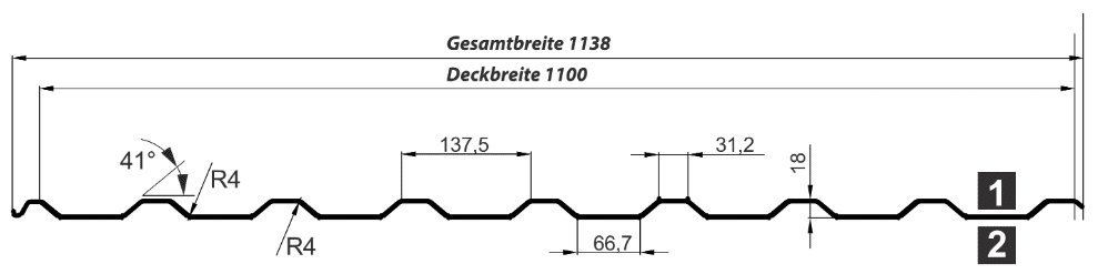 Trapezblech Dach 20-137 – T20M - Technische Zeichnung